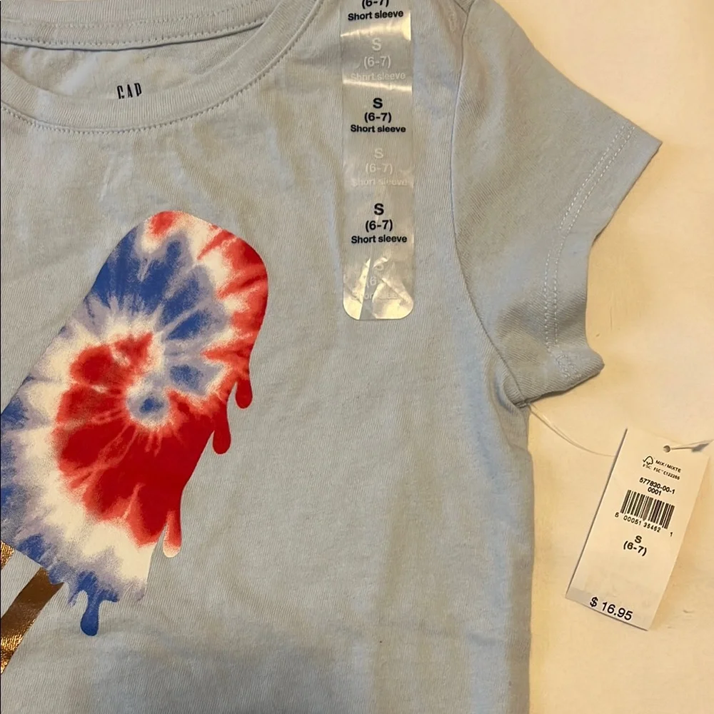 Gap Kids Blue Tie-Dye Popsicle Shirt